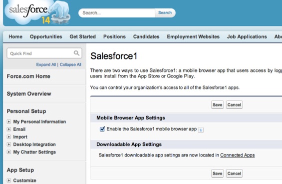 Salesforce CRM App settings - AhaApps