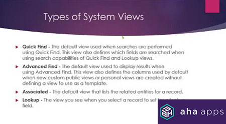 Dynamics 365 System Views - AhaApps